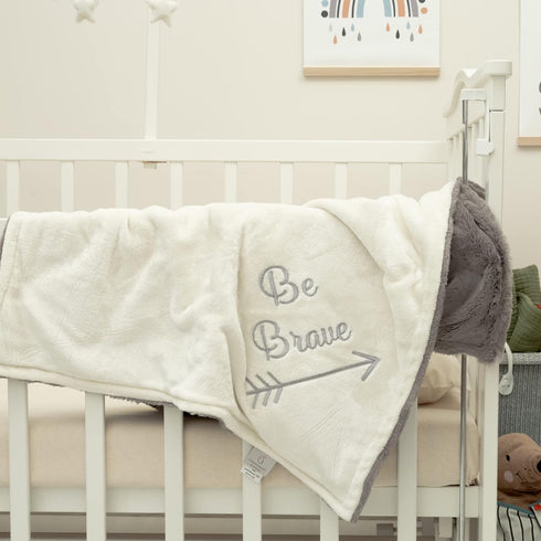 Luxuriously Soft Luxury Cuddle Minky Baby Blanket Super Soft Double Layer Embroidered Faux Fur Nursery Bed Blanket