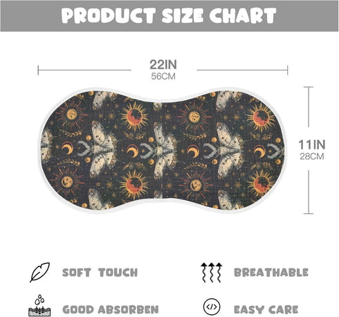 GOODOLD Set 1 Pack Magical Moth Moon Muslin Baby Burp Cloths - Super Absorbent and Soft Burping Rags - Cotton Burp