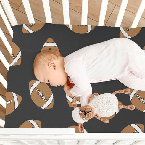Sheet,52x28IN Pfrewn Crib Sheets for Boys Girls American Football Ball Fitted Crib Sheet Fits Standard Crib Mattress