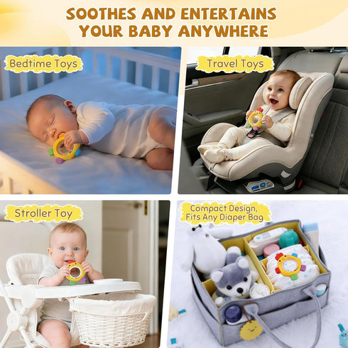 CAHILON 3 Baby Teething Toy for Babies Over Months, BPA-Free Silicone Teether, Teething Relief & Fun Play with Rattle