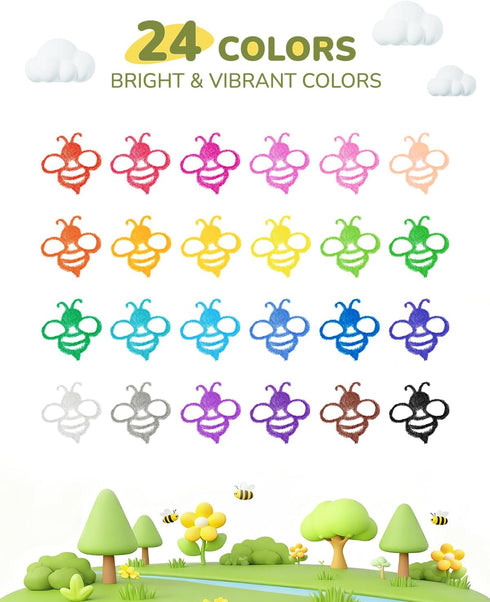 24 13, 24 48 JUPITEARTH Non-Toxic Beeswax Crayons, Jumbo Crayons for Toddlers Silky & Washable, Easy to Hold & Safe