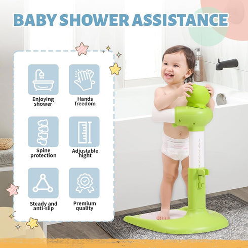 Laigoldana 6-36 Baby Shower Stand, Toddler Bath Standing Support with Anti-Slip Base and Shower Holder, Adjustable
