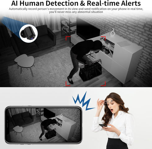 VSTARCAM 1Pcs, 2.4GHz 136 Tiny Camera for Home Security WiFi Portable Battery Operated with IR Night Vision, Human