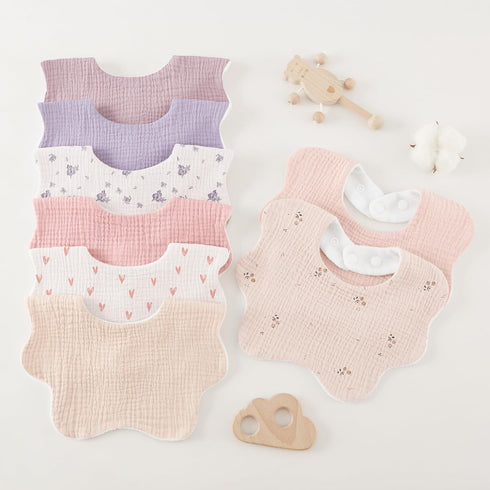 8 Pack 0-36 Bearmoss Baby Bibs for Drooling & Teething Muslin Cotton Soft Absorbent Adjustable Unisex Bibs Boys Girls