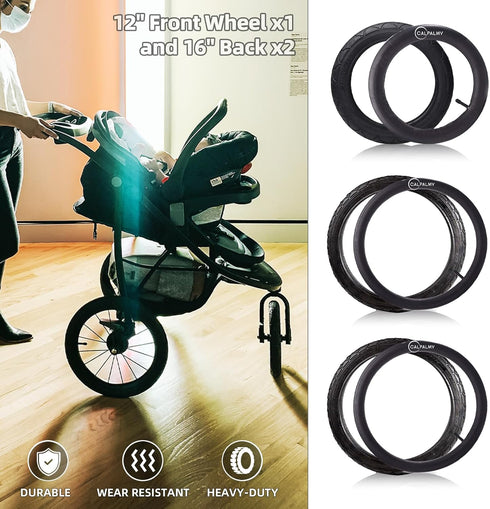 16" Back and 12.5" (2+1) Front Wheel Replacement Inner Tubes and Tires for BoB Stroller Tire Revolution SE/Pro
