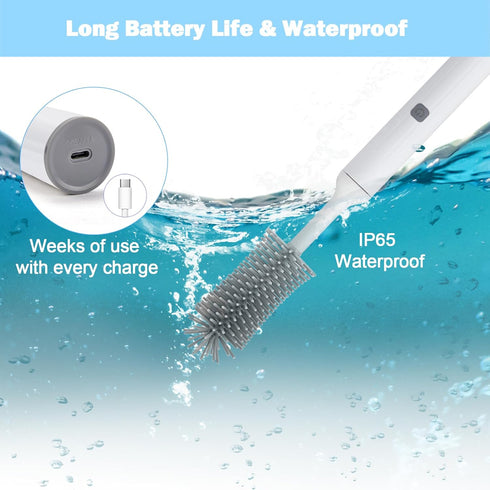 Set Electric Baby Bottle Brush with Rechargeable Electric Bottle Brush Cleaner and Replaceable Silicone Bottle Brushes