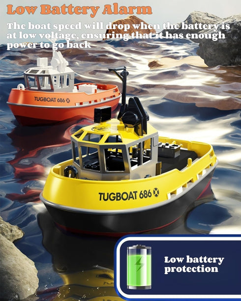 Yoyoom 1/72 2.4Ghz RC Boat, RC Tugboat for Pools and Lakes, High-Speed Remote Control Boat with LED Lights and Low