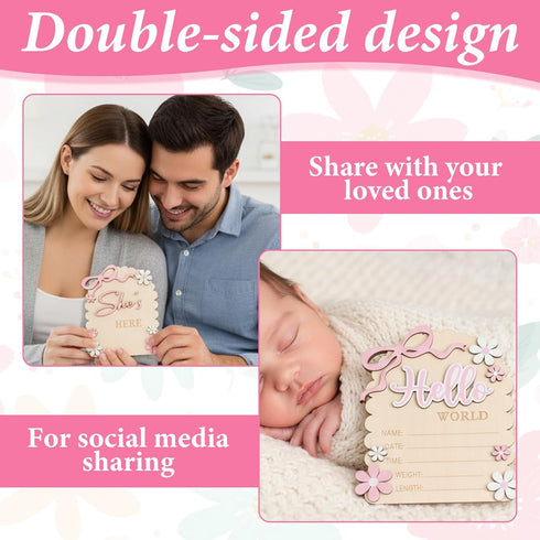 Matwsec Hello World Newborn Sign Baby Name Sign Bow Birth Announcement Signs for Hospital Baby Welcome for Boys