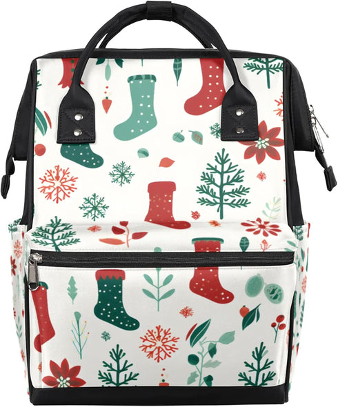 Hsnar Christmas Stockings Waterproof Diaper Bag Backpack Large Capacity Baby Bag with Stroller