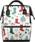 Hsnar Christmas Stockings Waterproof Diaper Bag Backpack Large Capacity Baby Bag with Stroller