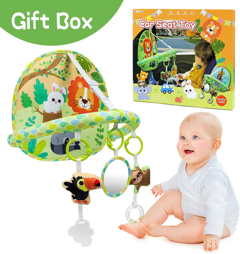 Dr.Rapeti Baby Travel Car Seat Toy for Rear Facing Infants 0-12 Months - Double Sided Activity Entertainment Gift