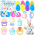 DIYDEC 8PCS Prefilled with Easter Eggs Teething Toys, Baby Rattles Teether Toys