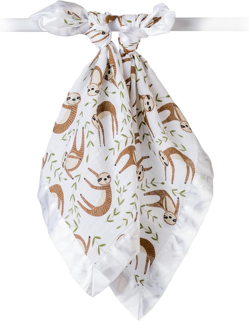 lulujo Baby Security Lovie Blankets, Unisex Softest Breathable Cotton Muslin Security Blanket, 16in by 16in, Sloth