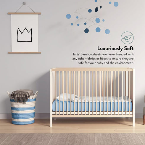 Tafts Crib Sheets, 100% Viscose Bamboo Fitted, 8 Inch Deep Pocket, Standard Crib & Toddler Mattress, Cooling, Soft, 360