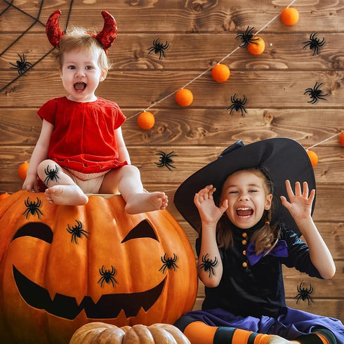 50 PCS Plastic Spiders, Realistic Mini Halloween Decorations, Educational Learning Toys for Party Supplies