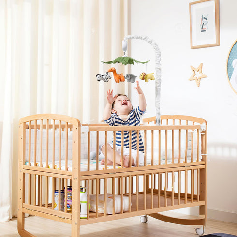 ZYATKSML 12 Crib Mobile, Baby Mobile with Lullabies, Musical Baby Crib Mobile for Boys or Girls, Safari Animals Crib