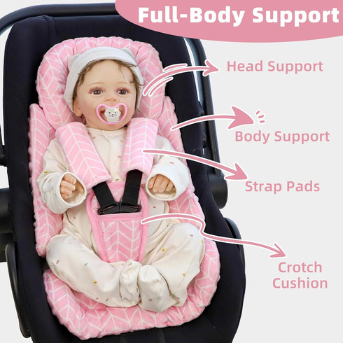 4 1 3 in Infant Car Seat Insert, Baby Car Seat Head Body Support for Girls & Boys, Reversible Newborn Car Seat Insert