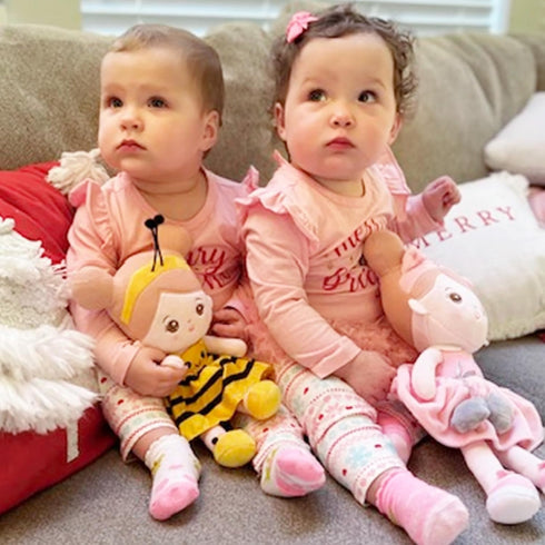 OUOZZZ Soft Baby Doll for Girls - My First Birthday Gift - Plush Rag Doll in Yellow Bee Dress for Toddlers Kids Infants