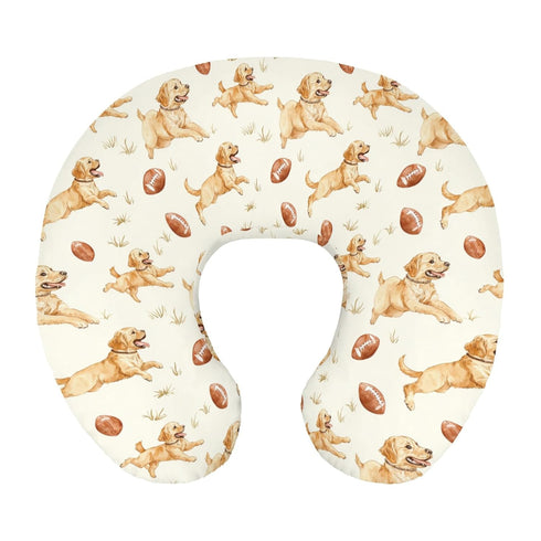 Wicbfdfv Cute Dogs American Football Nursing Pillow Cover Stretchy Removable for Baby Girls