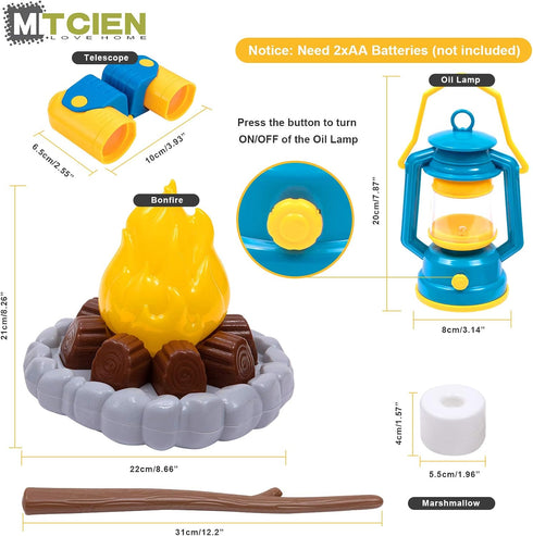 MITCIEN Kids Camping Play Tent with Toy Campfire / Marshmallow /Fruits Toys for Boys Girls Indoor Outdoor Pretend-Play