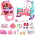 deAO Black Baby Doll Set - Mobile, High Chair, Stroller & Feeding