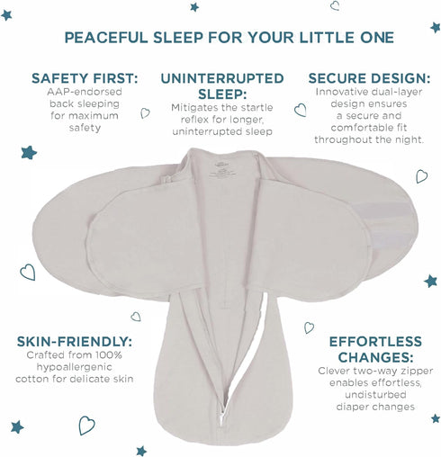 0-2 6-14 lbs LullaBaby "Double Dream Swaddle: Exclusive Dual Wing Design, Pediatrician-Endorsed, Ultra-Soft Cotton