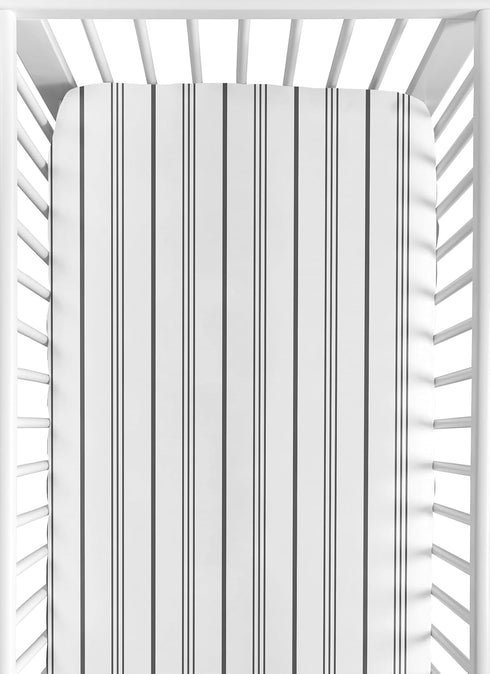 Sweet Jojo Designs Fitted Baby Crib Sheets (Grey and White Striped) for