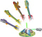 PowerTRC Dinosaur Toy Rocket Blasters | Launch Up to 100 ft | 4 Colorful Dino Foam Head Rockets for Kids Ages 3-10+