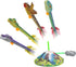 PowerTRC Dinosaur Toy Rocket Blasters | Launch Up to 100 ft | 4 Colorful Dino Foam Head Rockets for Kids Ages 3-10+