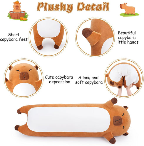 Animal,33.5 Large Capybara Stuffed Long Capybara Plush,Cute Plushies Animal Body Pillow,Kawaii Big Plush Toy Animals