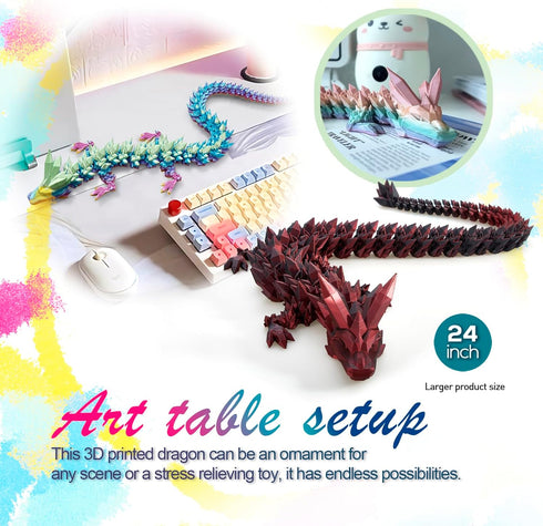 24" 3D 3D 3-d 3D 3-5 4-7 8-1224 inch, Large Printed Dragon, Big Dragon ,Giant Printed Dragons Toy, Huge Dragons