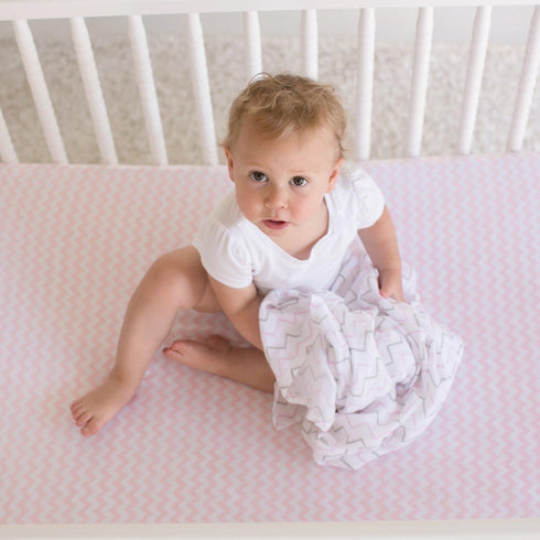100% 2 Pack Universal Fit Crib Sheets - Natural Soft Jersey Knit Cotton for Standard Crib and Toddler Mattress - (Pink
