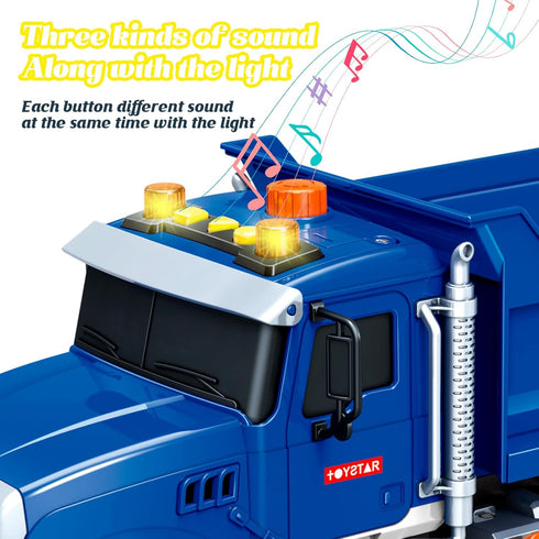 3 4 5 6 Friction Powered Dump Truck Toy for Kids with Lights & Sounds, Large Construction Vehicle for Boys Girls Ages