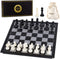 AMEROUS 10 Inches Magnetic Travel Chess Set with Folding Board, 2 Extra Queens, Storage Bag, Instructions for Kids and