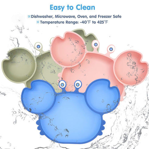 Silicone Suction Plate for Toddlers, Self Feeding Training Divided Dish and Bowl, BPA Free