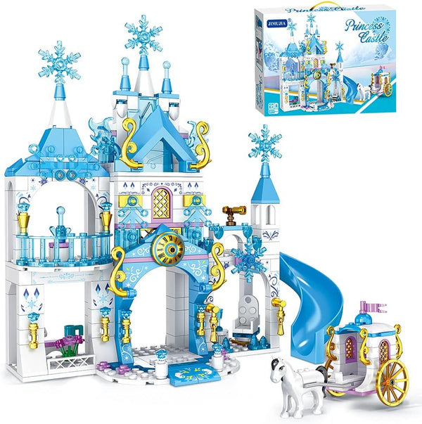 Girls Castle Building Blocks Toys Set - 377 Pieces Ice Princess Castle Construction, Snow Castle Building Bricks, Gift