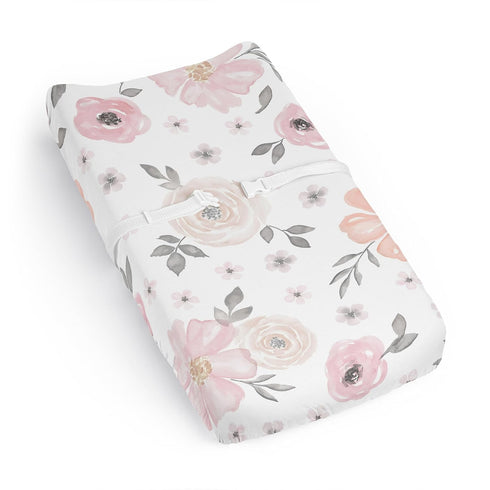 Sweet Jojo Designs Baby Changing Pad Cover Sheet (Pink/Grey Boho Floral) for