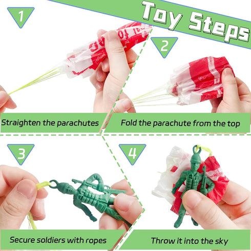 OJYUDD 50 PCS Mini Parachute Toy, Army Parachute Flying Throwing Outside Toys for Toddlers Party Favors