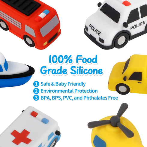 6 Pack, 100% Light Up Bath Toys Food Grade Silicone Bathtub Toys, Shake-Activated Light Up Toys Flash & Lights Color