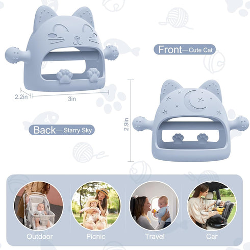 Baby Teething Toys for 0-6 Months, Anti-Drop Silicone Mitten Teething Toy for Soothing Sore Gums
