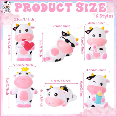 36 Swimming Jenaai Pcs Cute Rubber Cows Bulk Squeak Floating Cow for Kids Bath Toys Rubber Animals Shower Bathtub Toy