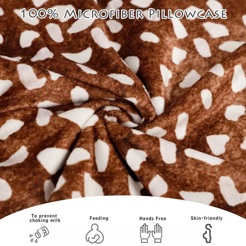 GFU Nursing Pillow Cover for Baby Boys and Girls, Minky Breastfeeding Pillow Case for Newborn, Soft Deer Skin Print