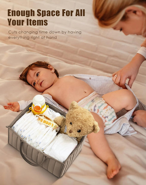 2-Pack SWEET DOLPHIN Quilted Diaper Caddy Organizer Premium Puffer Style Nursery Storage Bins Water-Resistant