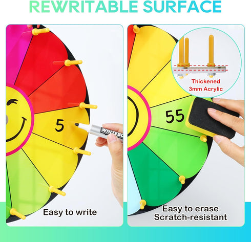 12 Inch 12 Color Prize Wheel, Slot Spinning Wheel Fortune Game, Holiday Activities, Party, Classroom or Home Education