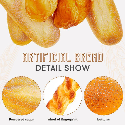 Yatinkim 5pcs Set Fake Bread Artificial French Bread for Display Faux Loaves Food Decoration Realistic Twist Baguette
