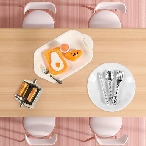 simarro 46 1:12 Miniature Dollhouse Breakfast Accessories, Pcs Scale Mini Toast Machine Bread Milk Eggs Cups Fruits