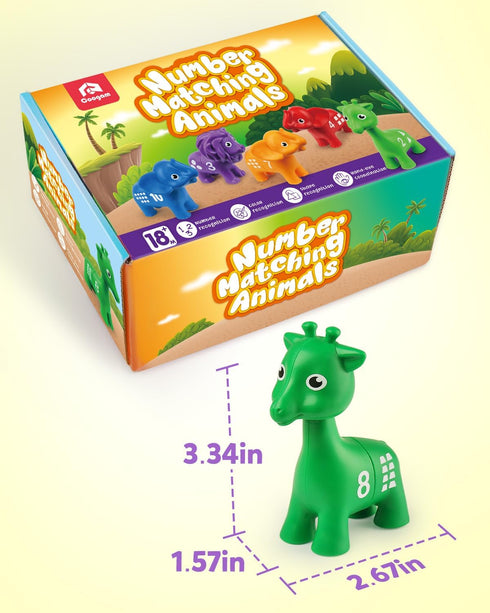 Set, 10pcs Counting 3 4 5 Coogam Number Matching Toy Double-Sided Animal Number Game, Preschool Montessori Fine Motor