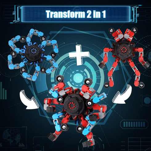 LNCOJOLM 10 PCS Robot Fidget Spinner Transformable Chain Toy for Kids Adults, Deformable Fingertip Gyro Sensory Fidget