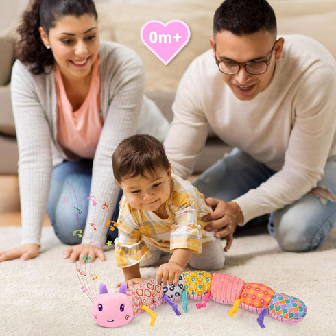 Baby Infant Musical Toy, Soft Stuffed Animal with Multi Textures, Rattle, Crinkle for Newborns