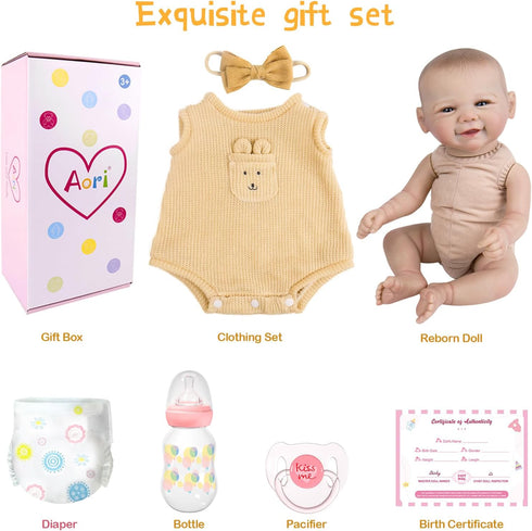 20-inch 3+, Aori Lifelike Reborn Baby Dolls - Realistic Newborn Girl with Soft Body, Premium Weighted Baby Doll That